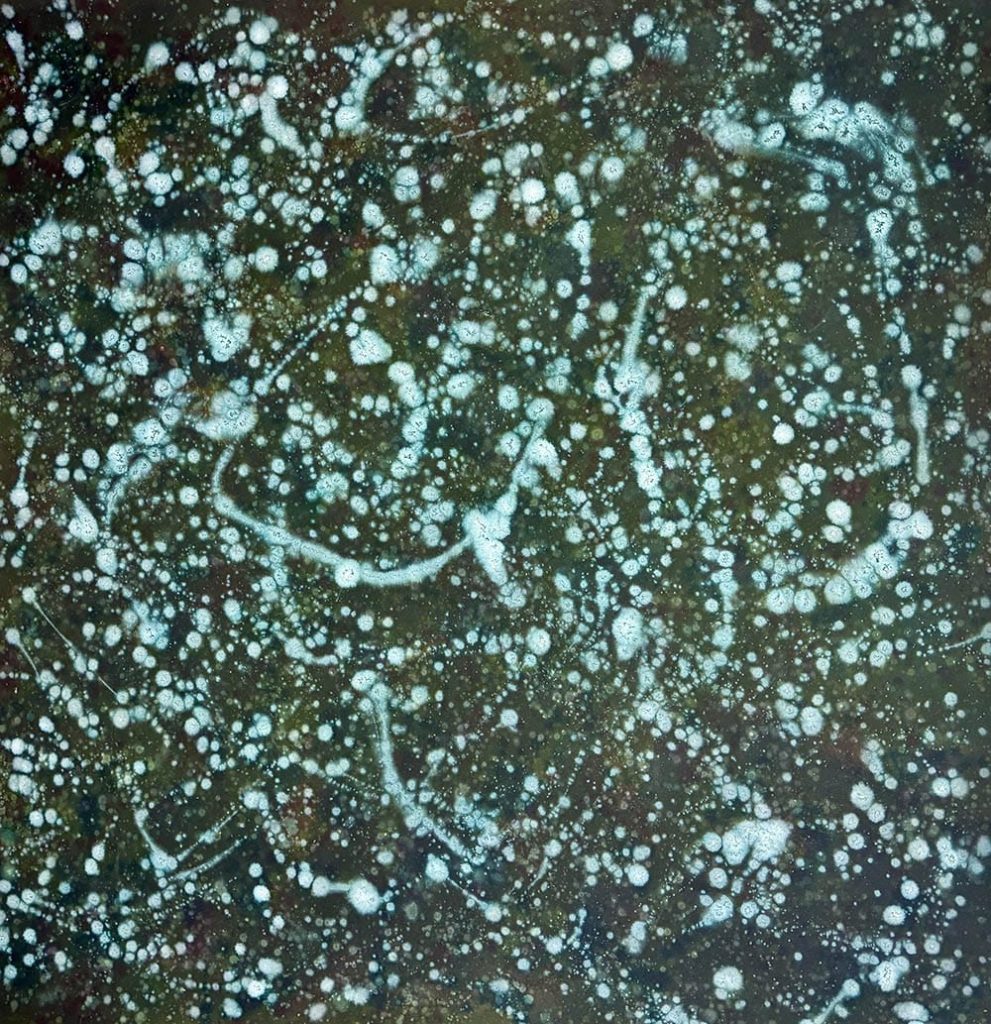 "Emerging Green." Cotton Canvas and Acrylic Paint. 6’ x 6’